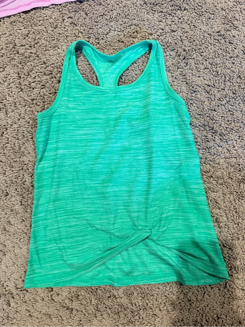 Target Pink Racerback Tank, Green Twist-Front Tank & Multicolor Wave Leggings